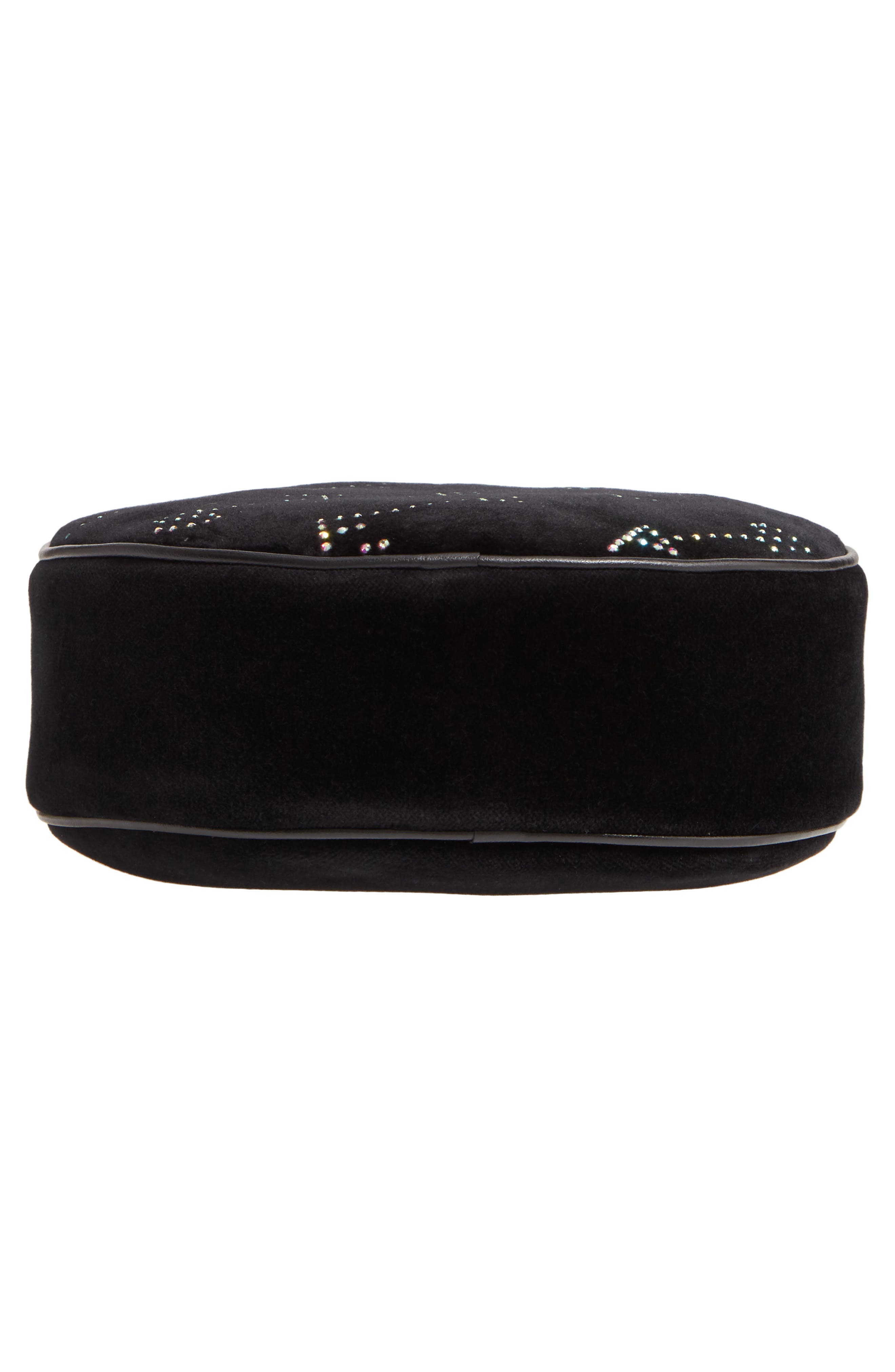 Stella McCartney Crystal Monogram Velvet Circle Crossbody Bag, Alternate, color, 