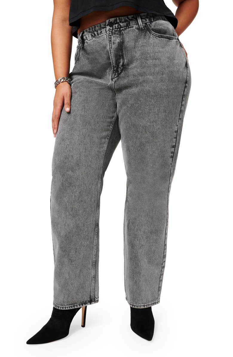 Good American Good Icon Loose Fit Straight Leg Jeans, Alternate, color, Black239