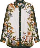 FARM Rio Sand Nature Linen Blend Button-Up Shirt