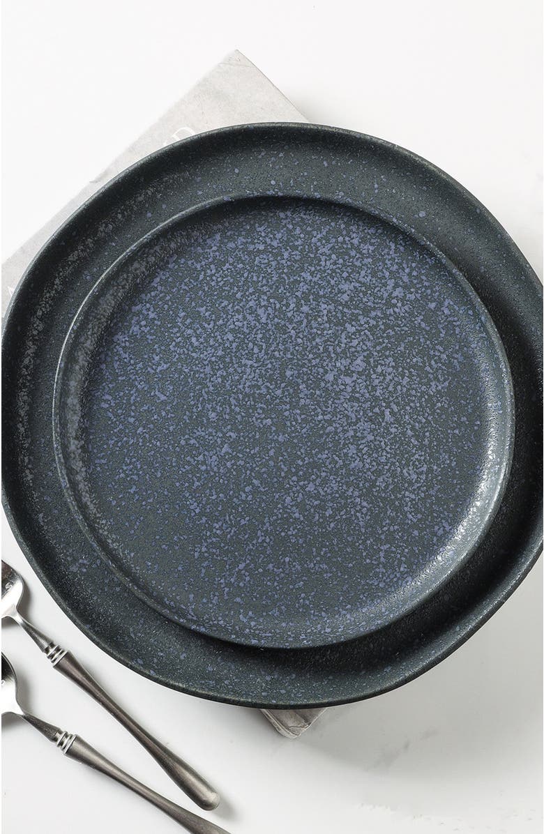 Stone Lain Tom Stoneware 4-Piece Dinner Plate Set, Alternate, color, Gray And Blue