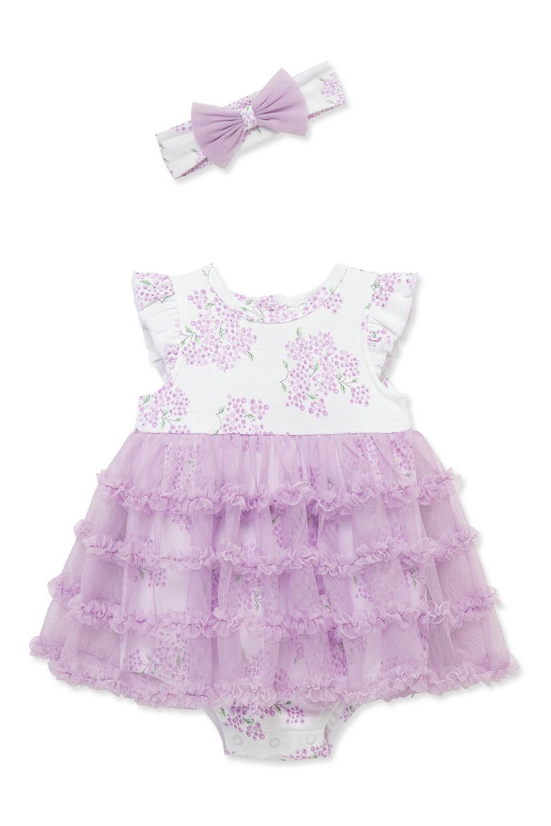 Kids' Hydrangea Popover Bodysuit & Headband, Main, color, LILAC