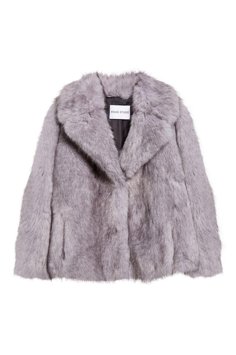 Valentina Faux Fur Jacket, Alternate, color, PIGEON GREY