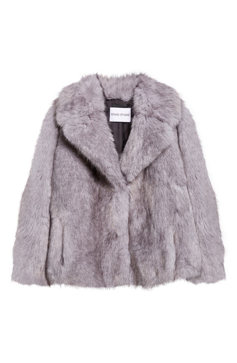 Stand Studio Valentina Faux Fur Jacket, Alternate, color, Pigeon Grey
