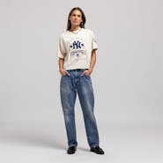 Mitchell & Ness Women's Mitchell & Ness  Cream New York Yankees Cooperstown Yacht Rock Boxy Cropped T-Shirt