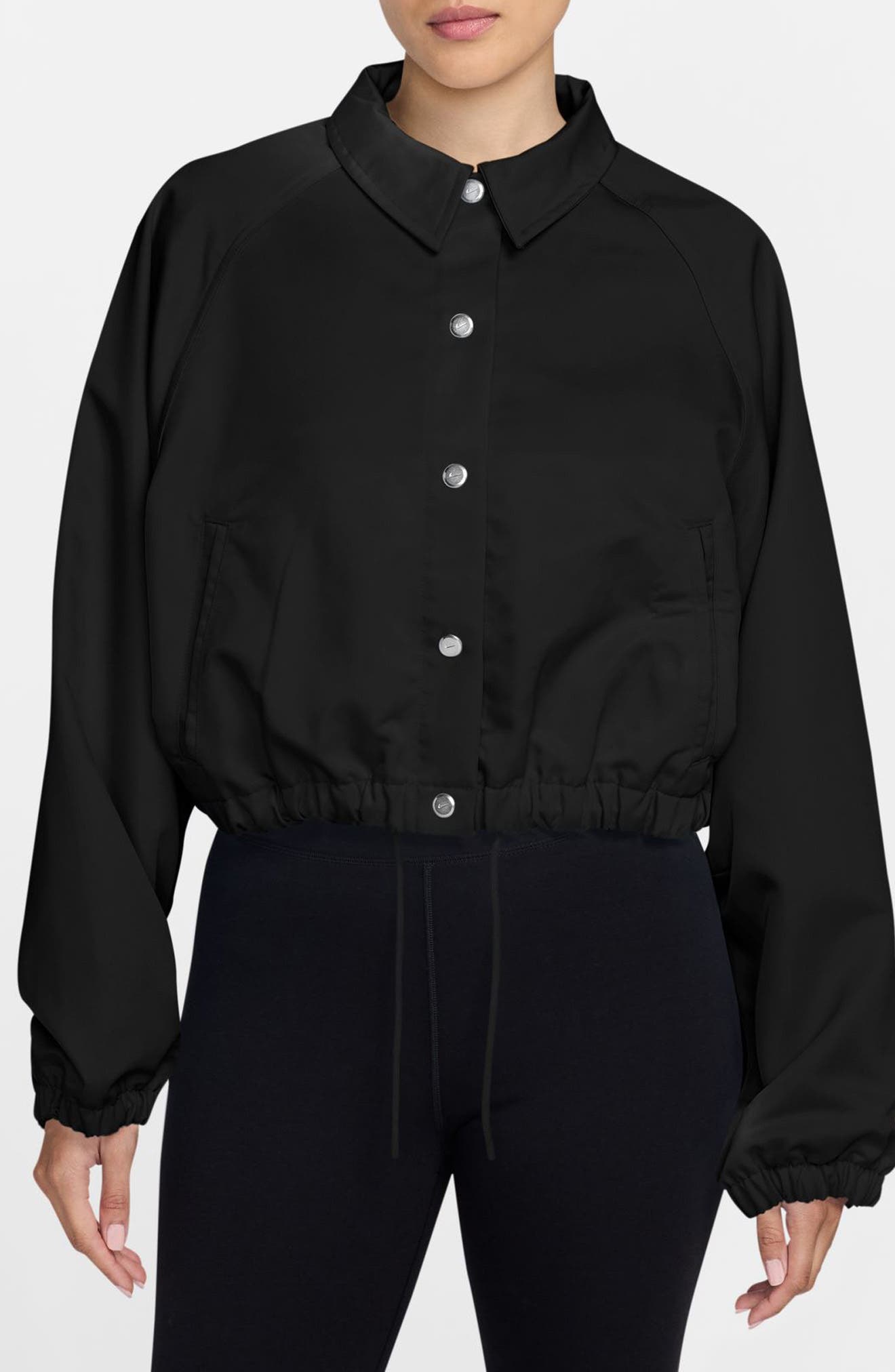 Sportswear Water Repellent Satin Coach Jacket (Women) | Nordstrom