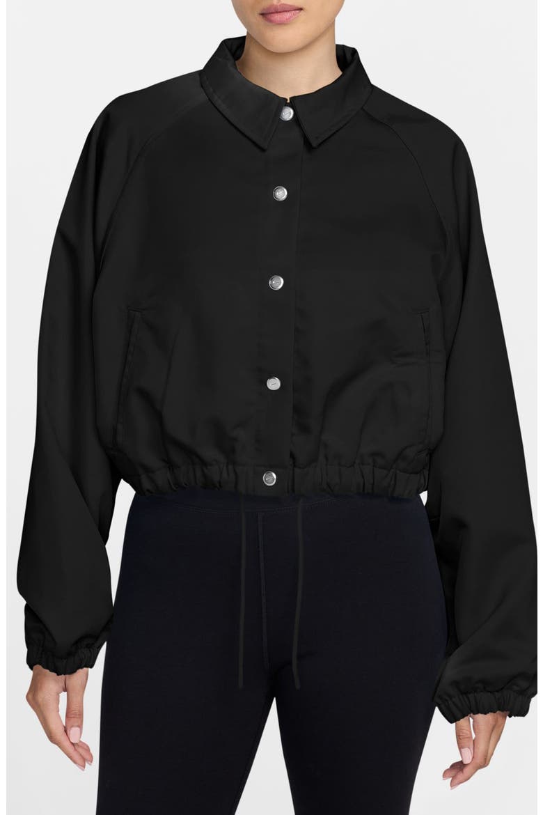 Sportswear Water Repellent Satin Coach Jacket, Main, color, BLACK/ SAIL