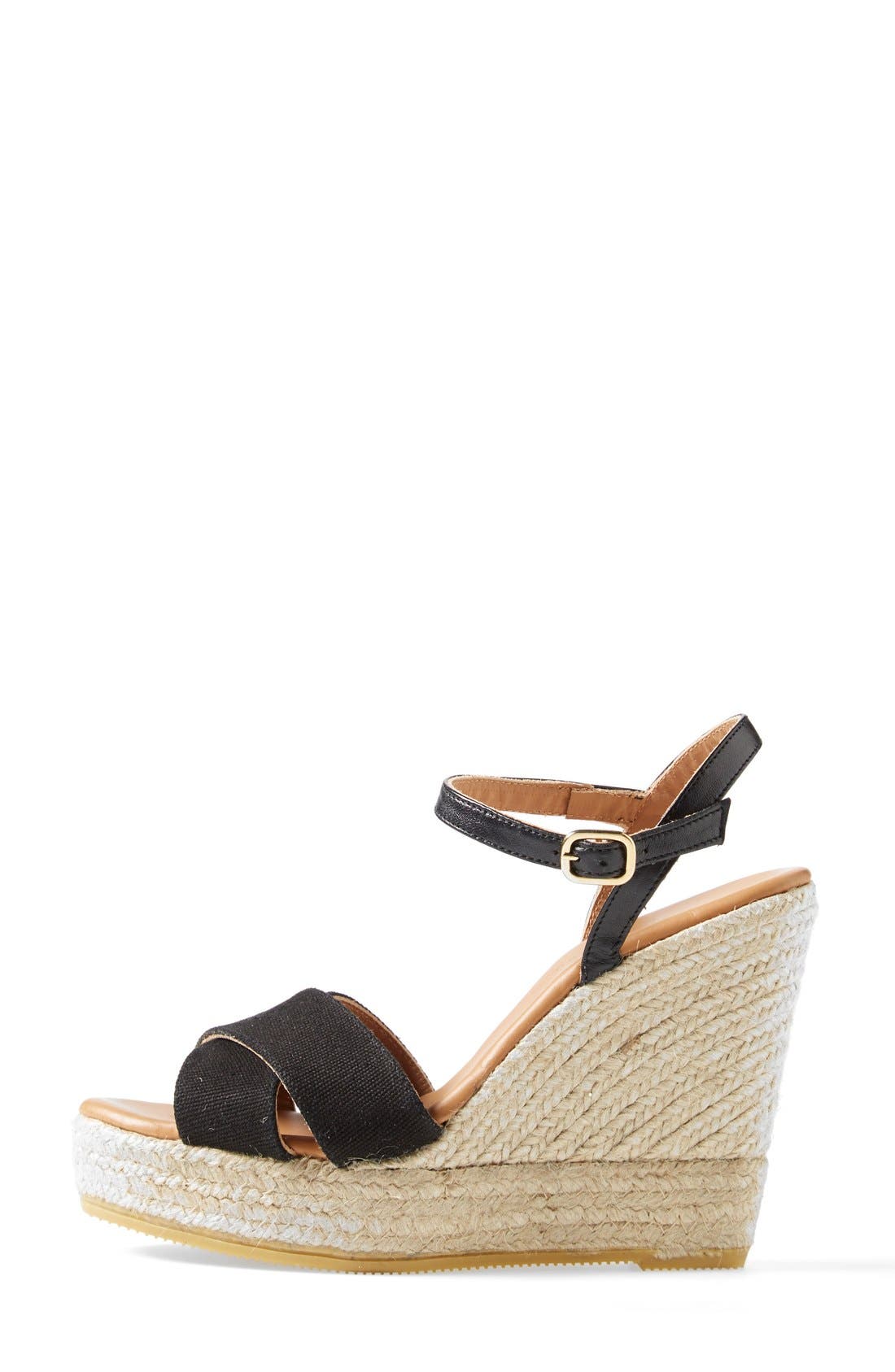 'Amerie' Espadrille Wedge Platform Sandal, Alternate, color, BLACK