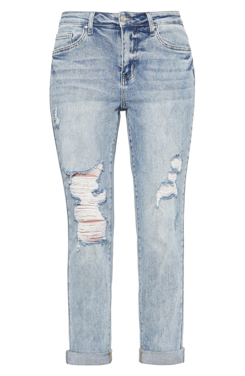 Bayeas High Waist Rolled Cuff Straight Leg Jeans, Alternate, color, Light Blue