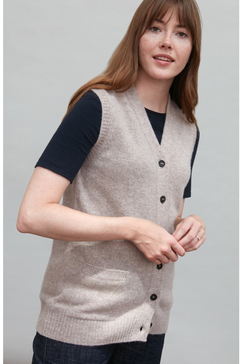 Laura Relaxed Fit Sleeveless Cardigan, Main, color, Cobble