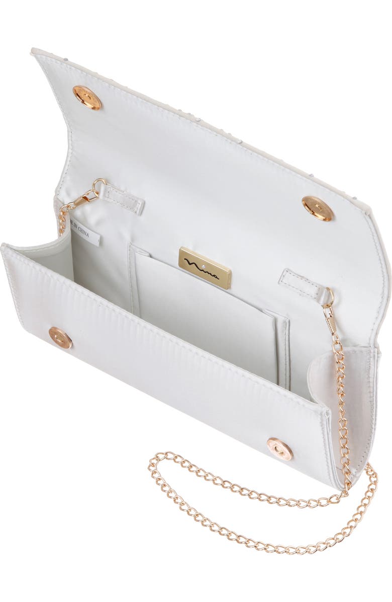 Nina Unique Crystal Clutch, Alternate, color, Ivory
