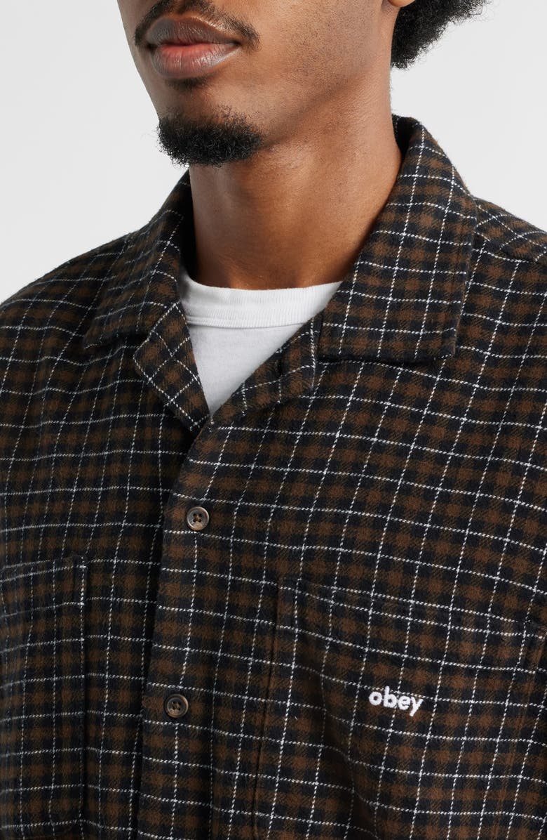 Obey Adams Plaid Long Sleeve Flannel Long Sleeve Camp Shirt, Alternate, color, Wren Multi