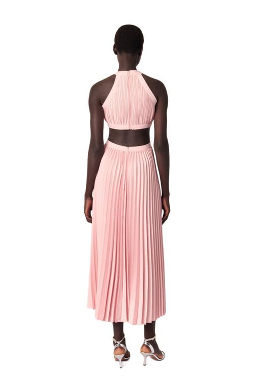 Maje Riconil Pleated Midi Dress In Pink
