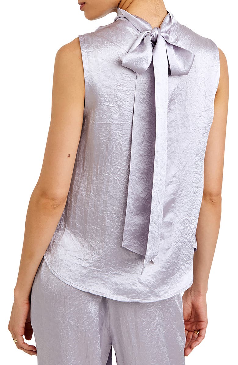 Bella Dahl Tie Back Sleeveless Satin Top, Alternate, color, Silver