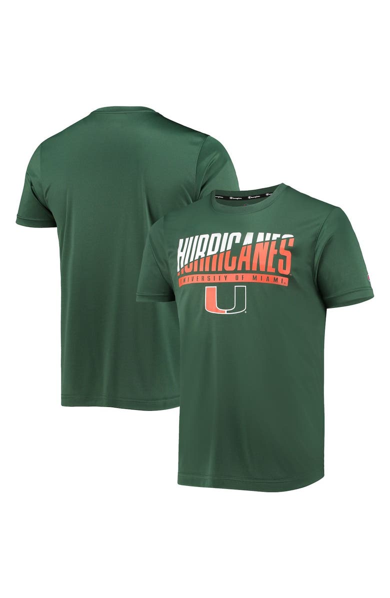 Champion Men's Champion Green Miami Hurricanes Wordmark Slash T-Shirt, Main, color,