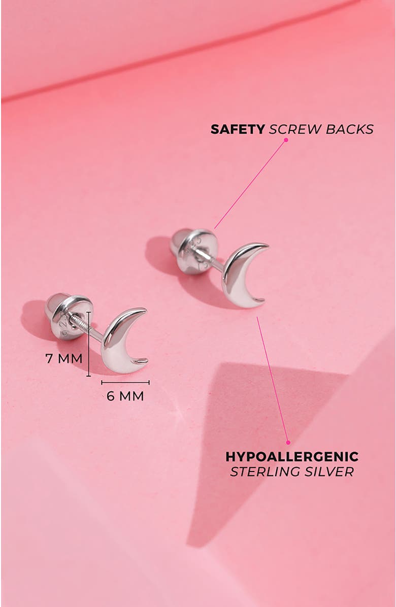 In Season Jewelry Classic Crescent Moon Earrings, Alternate, color, Silver