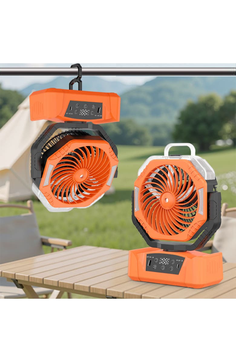 Sonicgrace Outdoor Misting Fan, Alternate, color, Orange With Black Accents