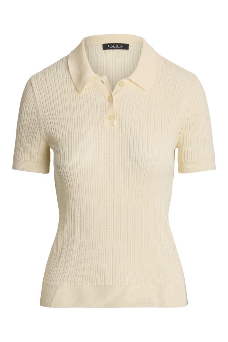 Pointelle Polo, Alternate, color, MASCARPONE CREAM