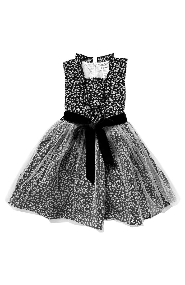 JOE-ELLA Kids' Tulle Overlay Party Dress, Main, color, Black
