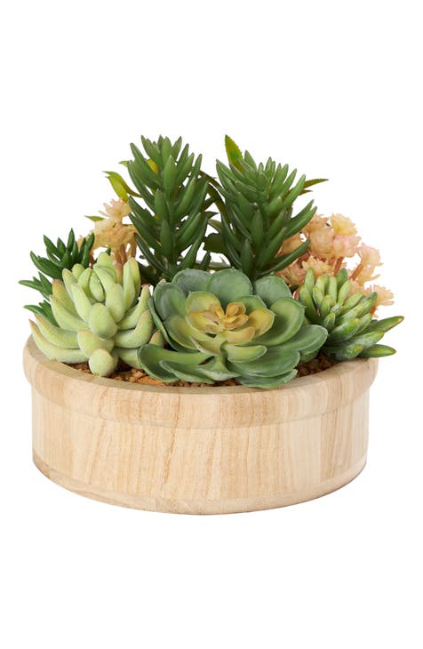 Green Faux Foliage Artificial Potted Plant