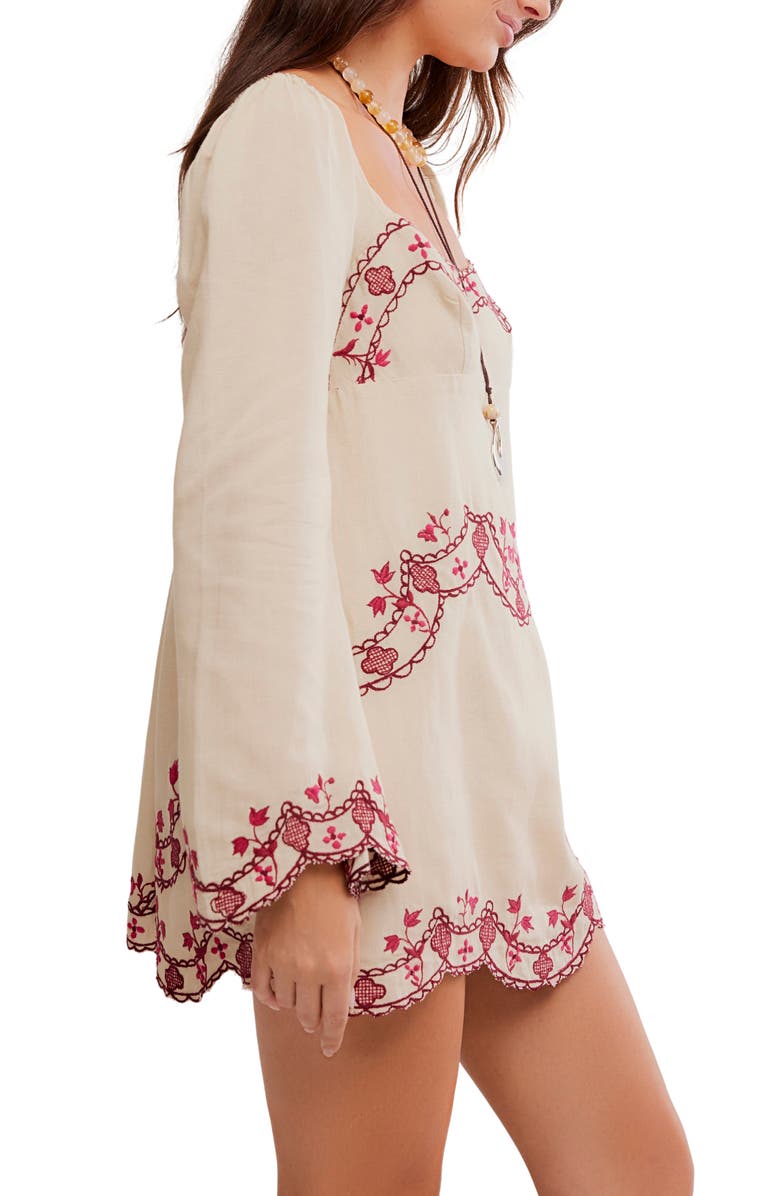 Free People Bali Marlene Floral Embroidered Minidress, Alternate, color, Vintage Combo