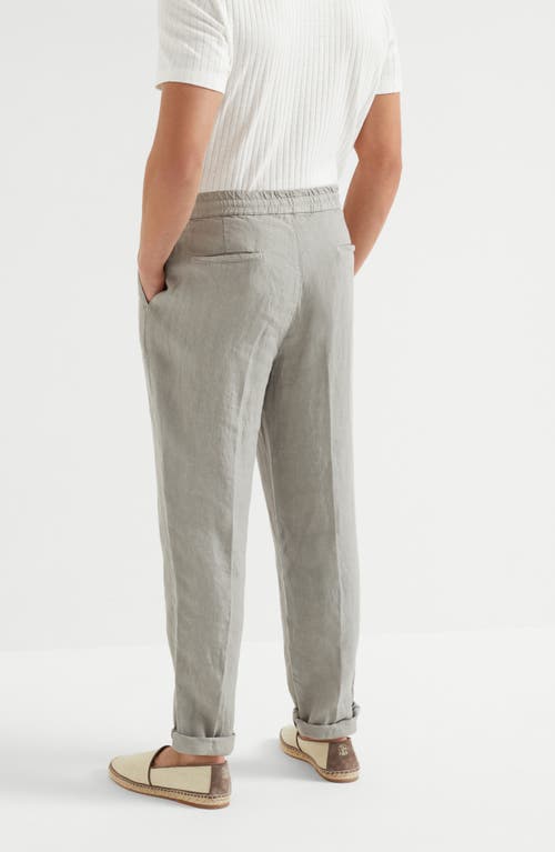 Brunello Cucinelli Leisure Fit Trousers With Drawstring In Khaki