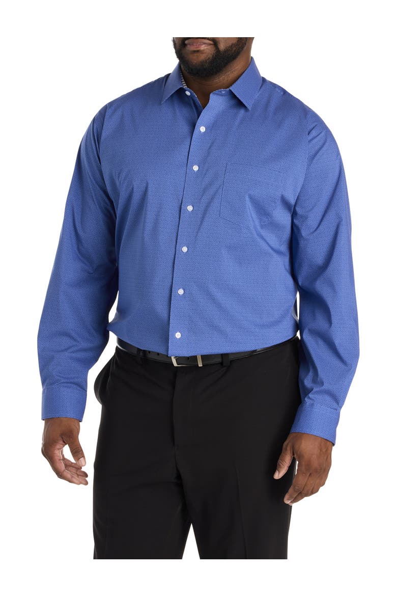 Big & Tall Geometric Performance Dress Shirt, Alternate, color, BLUE