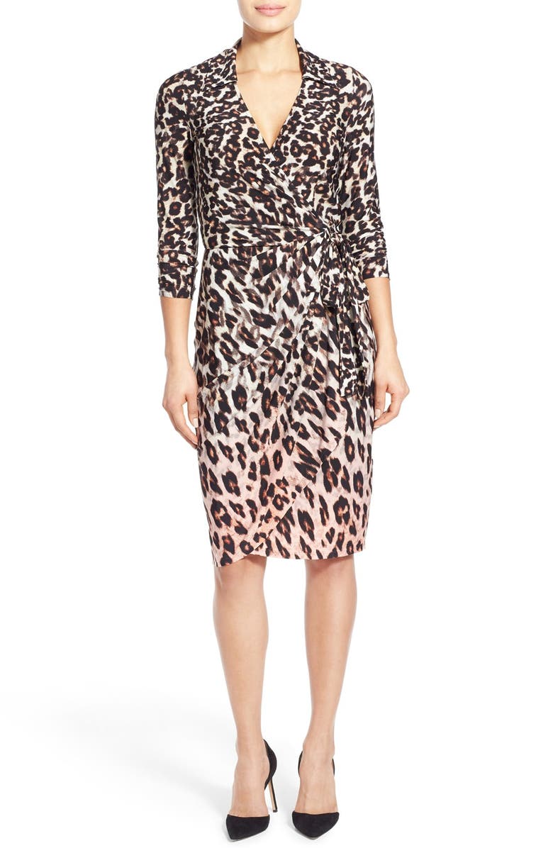 Maggy London Leopard Print Wrap Dress, Alternate, color,