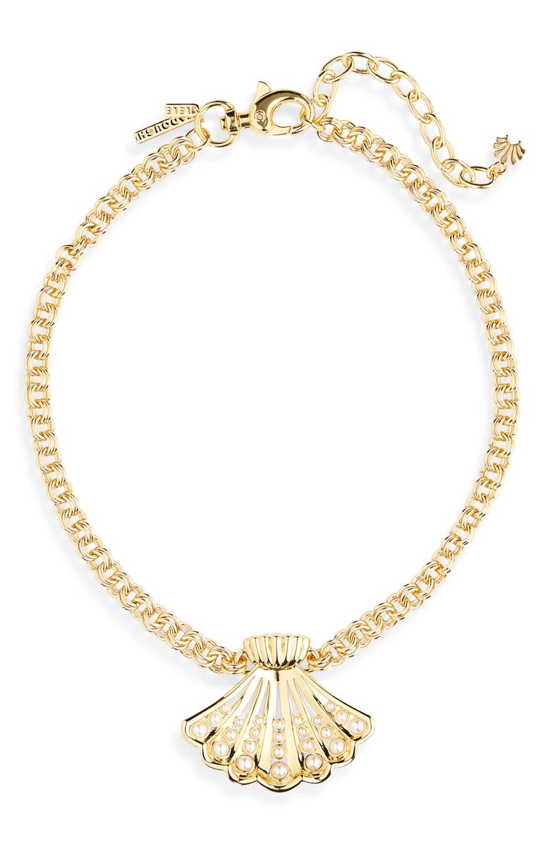 Lele Sadoughi Fan Shell Collar Necklace, Main, color, Gold