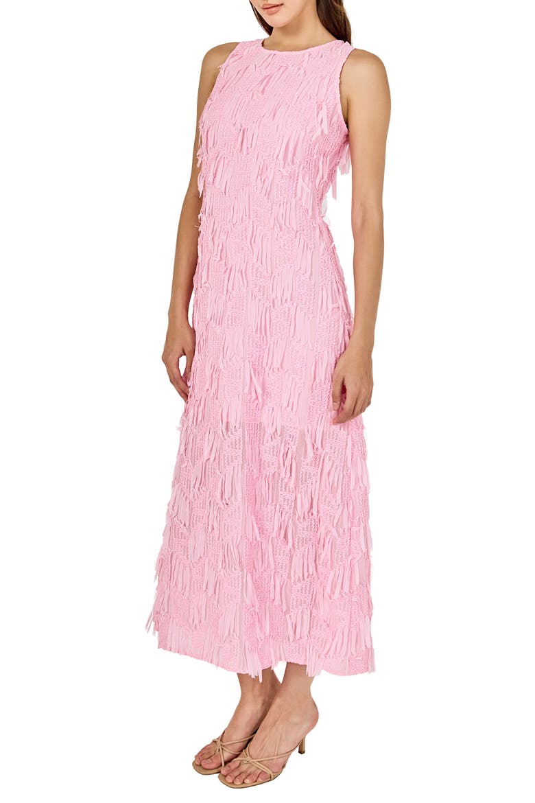 Texture Fringe Sleeveless Maxi Dress, Alternate, color, PINK