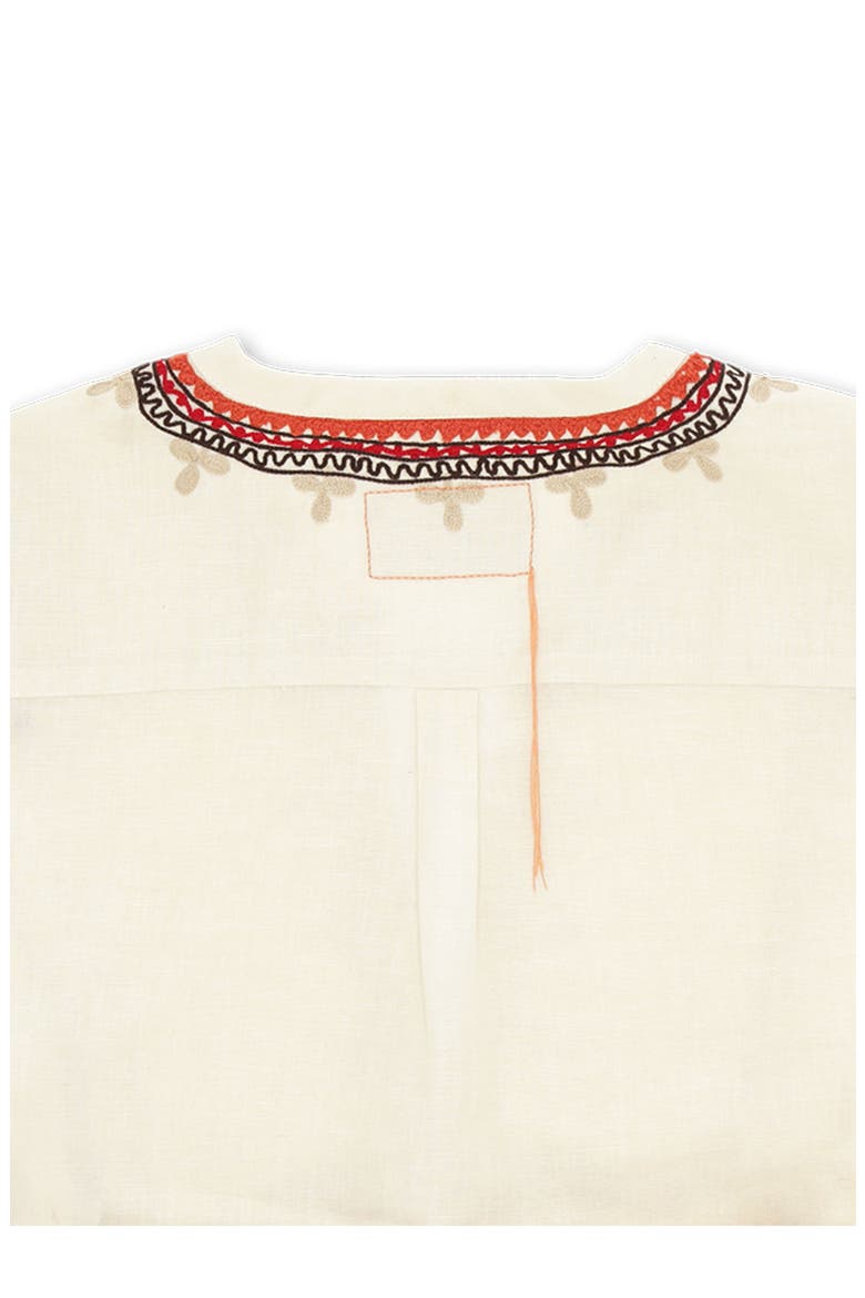 Cinthya Embroidered Cotton Linen Blouse, Alternate, color, OFF WHITE