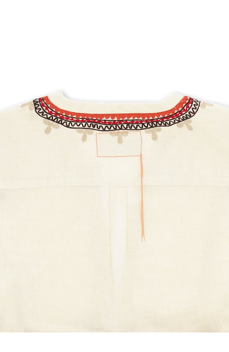 Fortela Cinthya Embroidered Cotton Linen Blouse, Alternate, color, Off White