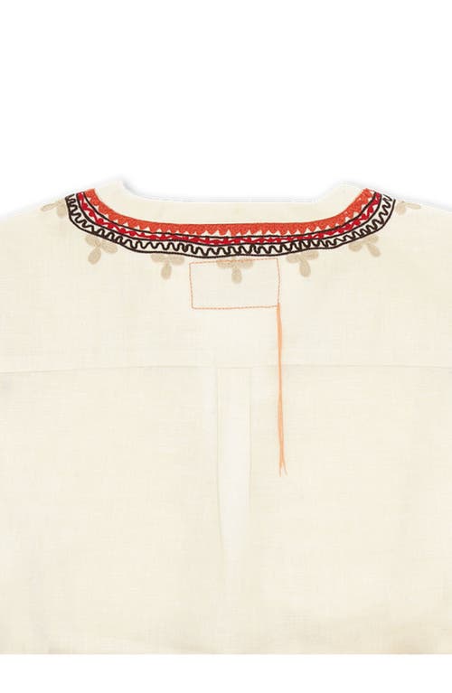 Fortela Cinthya Embroidered Cotton Linen Blouse In White