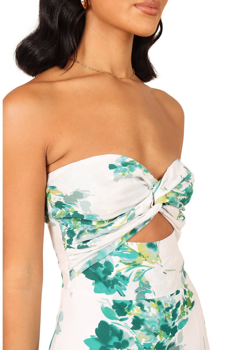 Teagan Floral Print Cutout Strapless Maxi Dress, Alternate, color, GREEN FLORAL