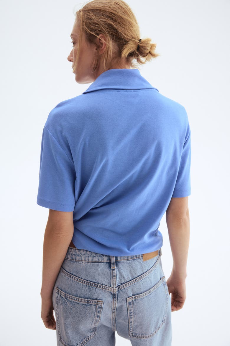 Scarf-collar Top, Alternate, color, Blue