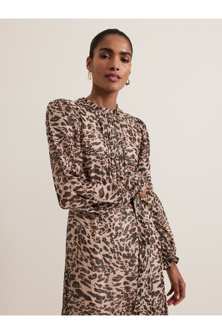 Eve Shimmer Leopard Print Midi Dress, Alternate, color, Multi