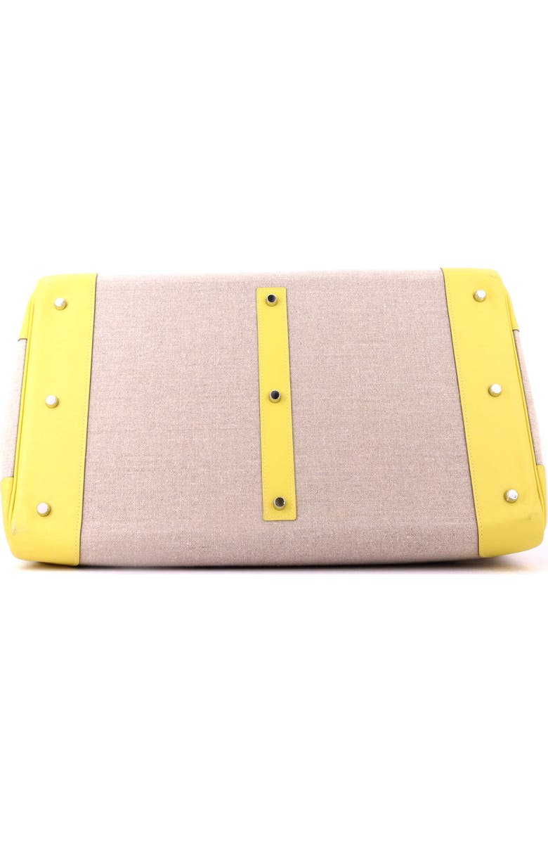 Pre-Owned Hermes HAC Birkin Bag Toile and Yellow Evercolor with Palladium Hardware 50, Alternate, color, Lime