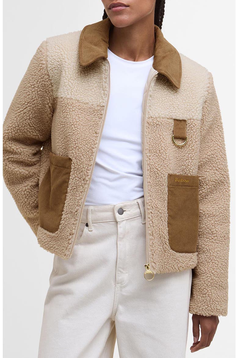 Malena Faux Shearling Fleece Crop Jacket, Main, color, NATURAL/ECRU