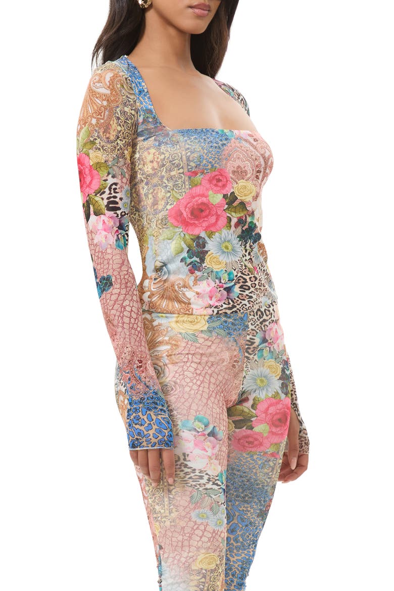 Ines Mix Print Square Neck Top, Alternate, color, IRIS PATCHWORK