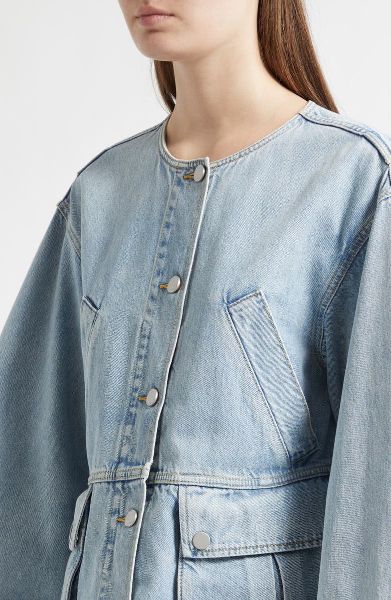 3.1 Phillip Lim Collarless Trapeze Denim Jacket, Alternate, color, Light Blue