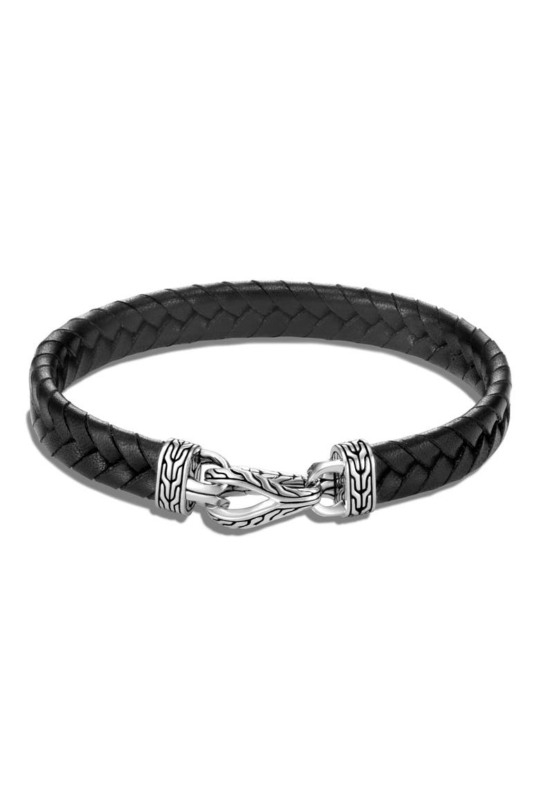 Men's Asli Classic Chain Braided Leather Bracelet, Main, color, SILVER/BLACK