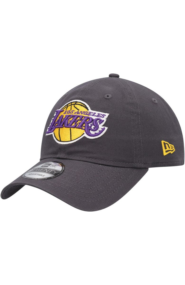 New Era Men's New Era Charcoal Los Angeles Lakers Team 2.0 9TWENTY Adjustable Hat, Main, color, Charcoal
