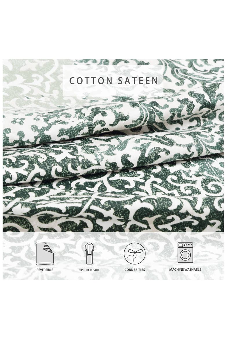 Abingdon Cotton Sateen Duvet Cover & Sham Set, Alternate, color, DARK GREEN