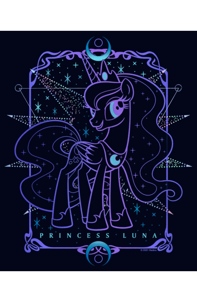 MY LITTLE PONY Girl's My Little Pony Princess Luna Tarot Card  Graphic T-Shirt, Alternate, color, Navy Blue