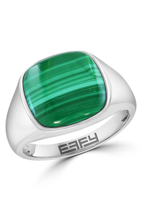 Malachite Statement Ring in Sterling Silver