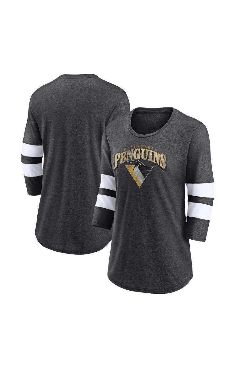 FANATICS Women's Fanatics Branded Heather Charcoal Pittsburgh Penguins Special Edition 2.0 Barn Burner 3/4 Sleeve T-Shirt, Main, color, Heather Charcoal