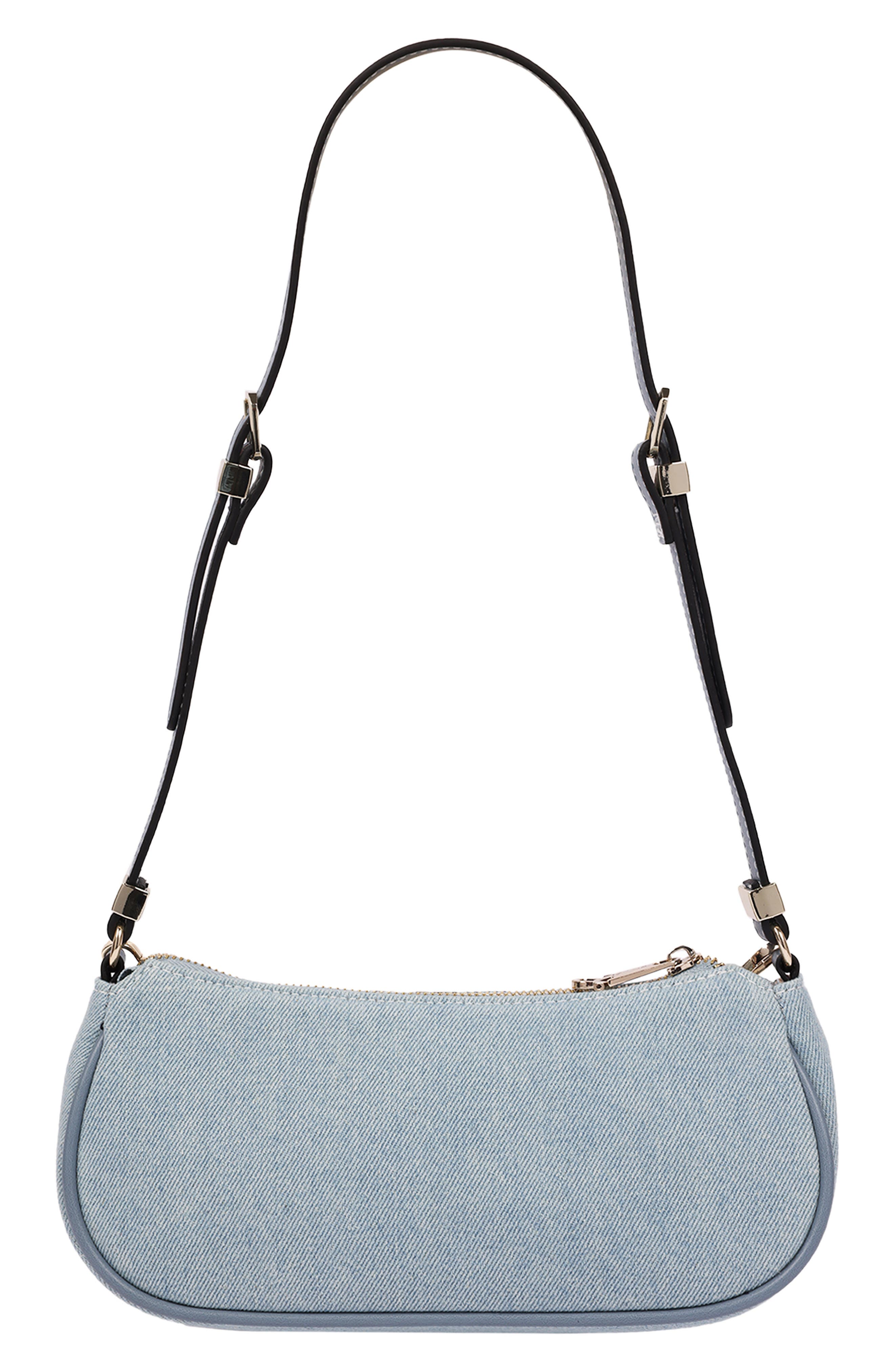 Horseshoe Chain Denim Baguette Bag, Alternate, color, DENIM