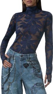 AFRM Zadie Turtleneck Sheer Lace Top