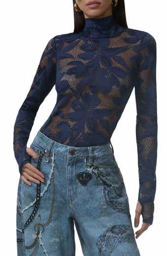 Zadie Turtleneck Sheer Lace Top