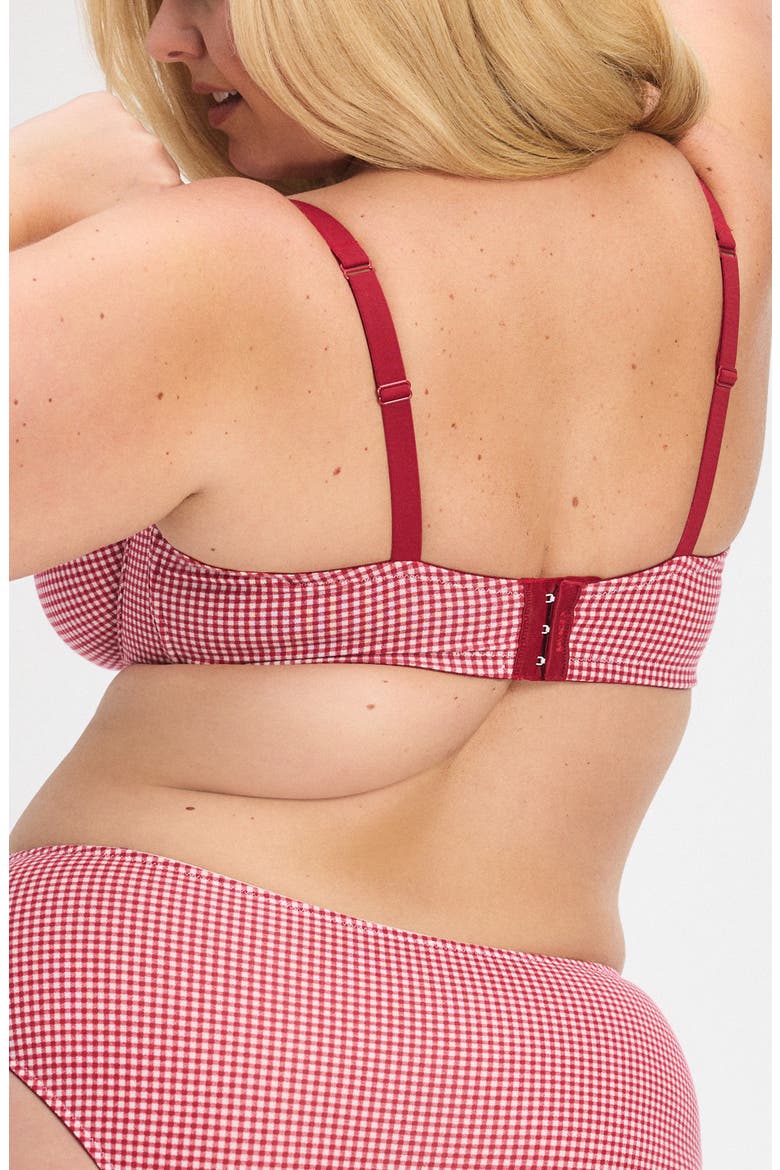 Swirly Girly Unlined Low-Cut Balconette Bra, Alternate, color, DAPPER RED CHECK EFFECT PRINT