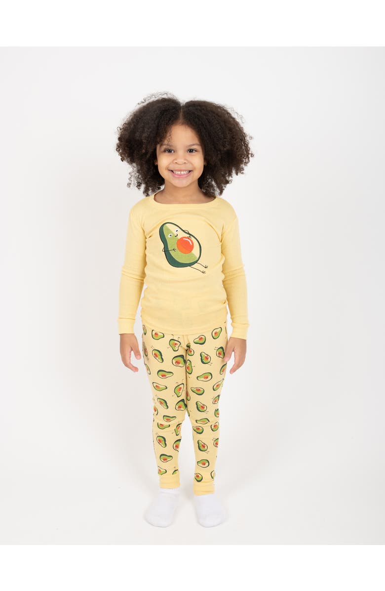 Leveret Two-Piece Cotton Printed Matching Family Pajamas, Playful Graphics, Alternate, color, Avocado